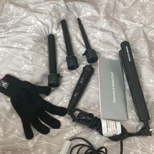 Black Hair Styling Tool Set with Glove
